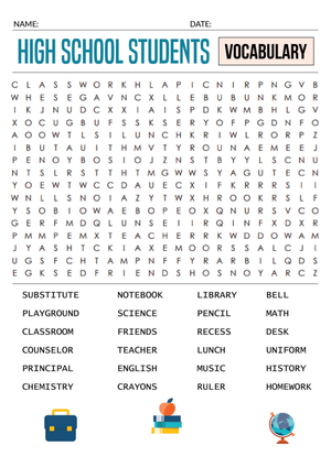 Grade 9 Vocabulary Word Search — Printable Worksheet