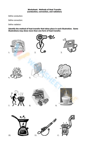 Worksheet: Methods of Heat Transfer