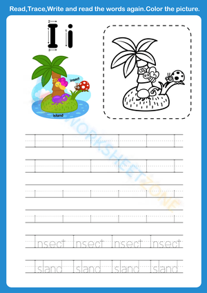 Write letter I and color the picture