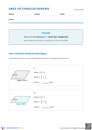 Complete Area of Parallelograms Worksheet | Grade 5 Math