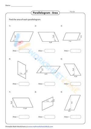 Area of Parallelograms | Fractions – Type 1