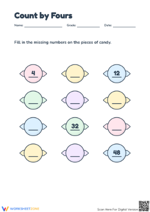 Printable Skip Counting by 4s Worksheet | Grade 2 Math