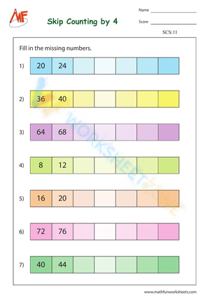 Skip counting by 4