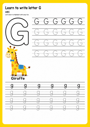 Letter G Tracing Worksheet | Printable Kindergarten ELA