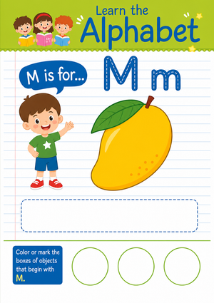 Letter M Beginning Sound Printable Worksheet | Grade K ELA