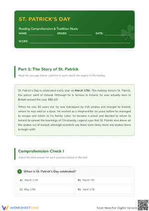 St. Patrick's Day Reading Guide | Grade 3 Essential
