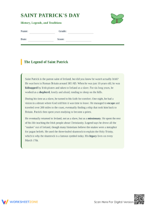 Saint Patrick's Day Reading Guide | Grade 4 Essential