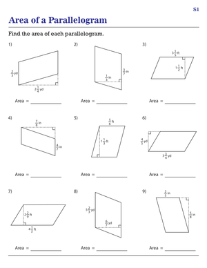 Calculate Area of Parallelograms with Fractions