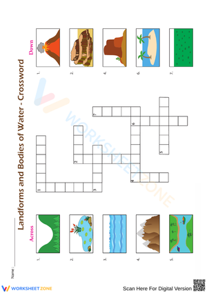 Landforms and Bodies of Water Crossword Puzzle