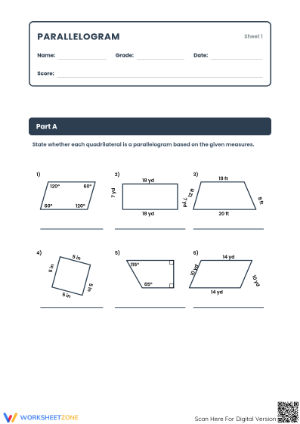 Printable Identifying Parallelograms Worksheet | Math