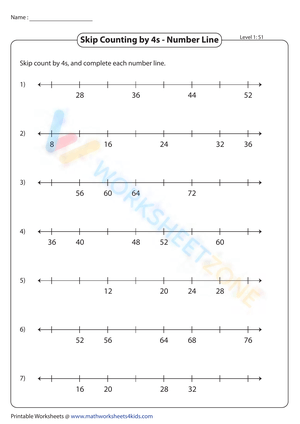 Skip Counting by 4s on Number Lines | Level 1