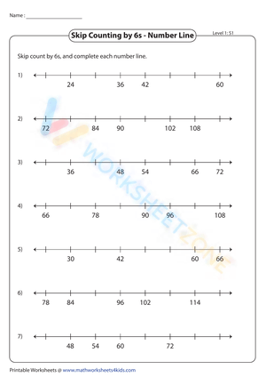 Skip Counting by 6s on Number Lines | Level 1
