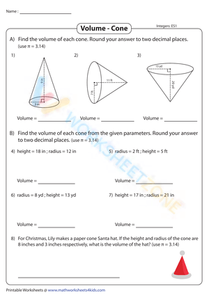 Volume of Cones | Integers - Easy