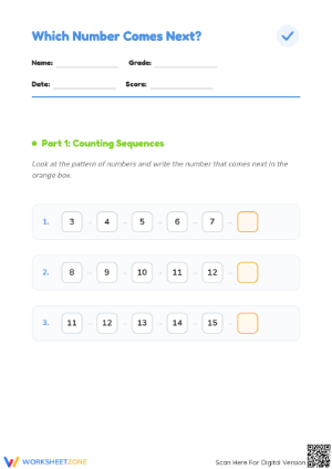Essential Grade 1 Number Sequences Printable Worksheet