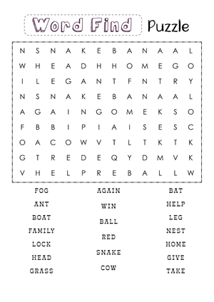1st Grade Word Search: Printable Vocabulary Puzzle