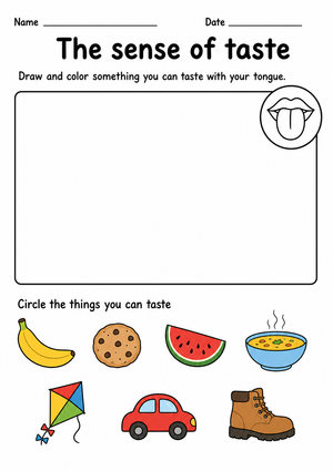 Grade K Sense of Taste — Printable No-Prep Worksheet