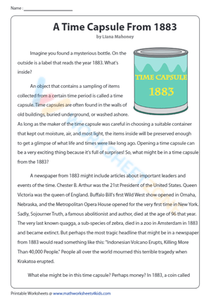 Reading comprehension worksheets for 7th graders 6