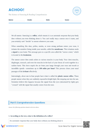 Achoo! Reading Comprehension | Essential Grade 6-10 ELA