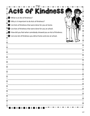 Acts of Kindness Printable Worksheet | Grade 6-9