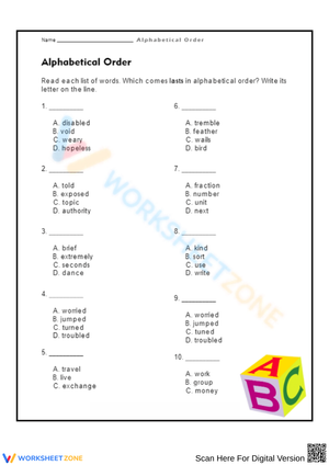 Sorting Words in Alphabetical Order