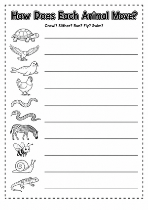 Grade 4 Animal Movement — Printable No-Prep Worksheet