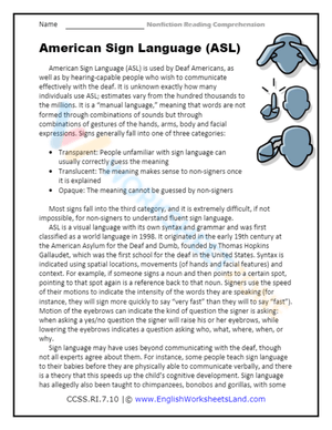 Reading comprehension worksheets for 7th graders 4