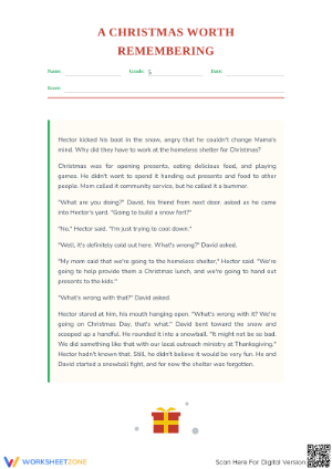 Printable Grade 5 Christmas Reading Worksheet | Essential