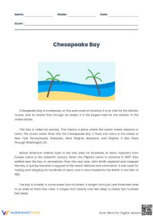 Chesapeake Bay Reading Comprehension | Grade 5 Printable