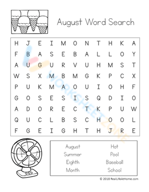 August Summer Word Search - Back to School Fun for Kids!