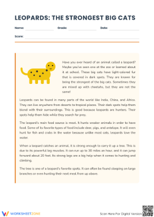 Grade 4 Leopard Facts — Printable No-Prep Worksheet
