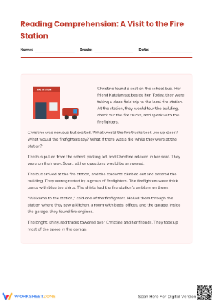 Grade 4 Fire Station Reading — Printable Worksheet