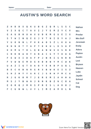 Austin's Word Search — Printable Grade 4-6 Vocabulary