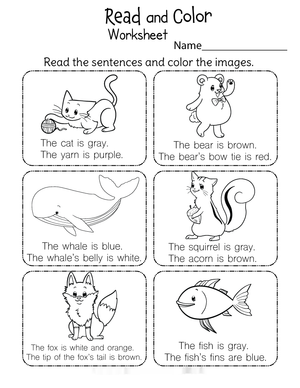 Printable Kindergarten Reading Sentences Worksheet