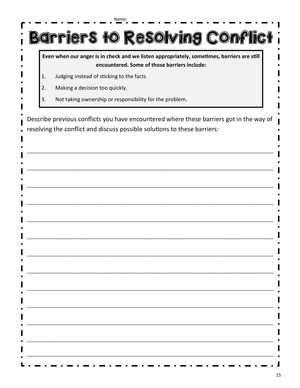 Printable Conflict Resolution Worksheet | Grade 6-9