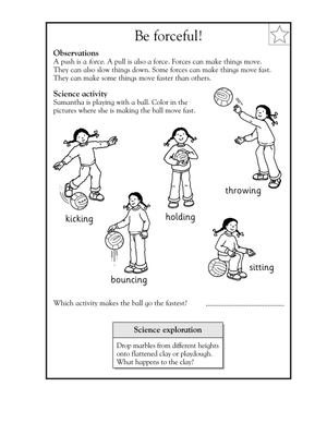 Forces and Motion Worksheet | Grade 3 Essential Science