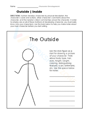 Describing Character Traits Worksheet: Character 8
