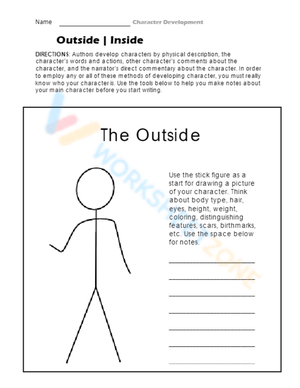 Describing Character Traits Worksheet: Character 8