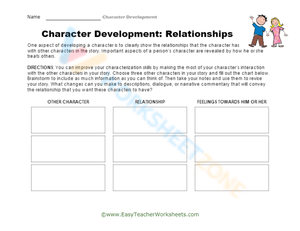 Character Traits: Worksheet for Analyzing Character 6