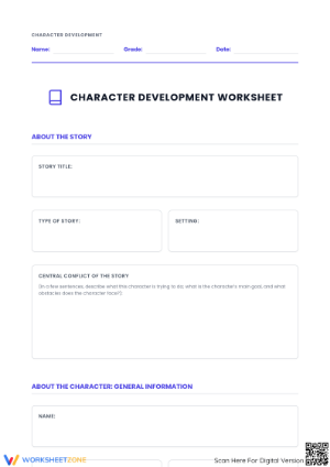 Grade 6 Character Development — Printable No-Prep Worksheet
