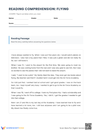 Grade 5-9 Close Reading Passage: Flying | Essential Practice