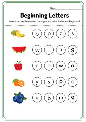 Beginning Sound Phonics Worksheet | Grade 1 Essential