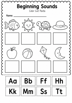 Essential Beginning Sounds Cut and Paste | Grade 1