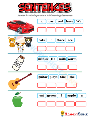 kindergarten scrambled sentences 2