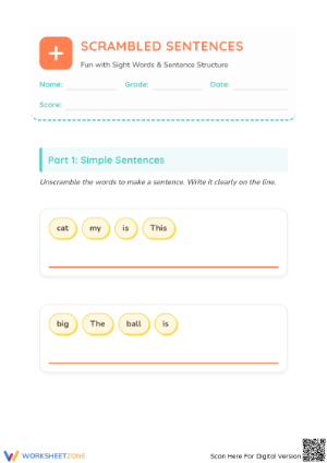 Kindergarten Scrambled Sentences | Essential ELA Practice