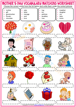 Appreciation Worksheet for Mother's Day