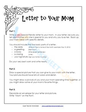 Personalized Mother's Day Worksheet Gift