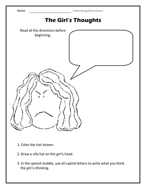 Following Directions Worksheet | Grade 3 Printable