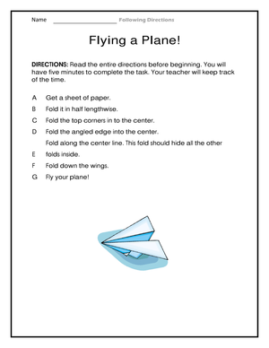 Fun Following Directions Activity for Kids: Flying a Plane