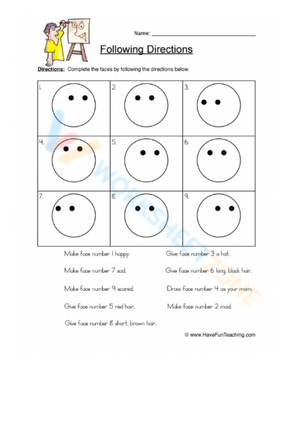 Free Collection of Following Directions Worksheets for Kids