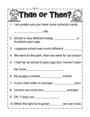 Mastering Then vs Than with Engaging Worksheet